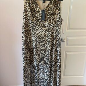 Rachel Zoe Leopard-Print Satin Maxi Dress in Tan and Black